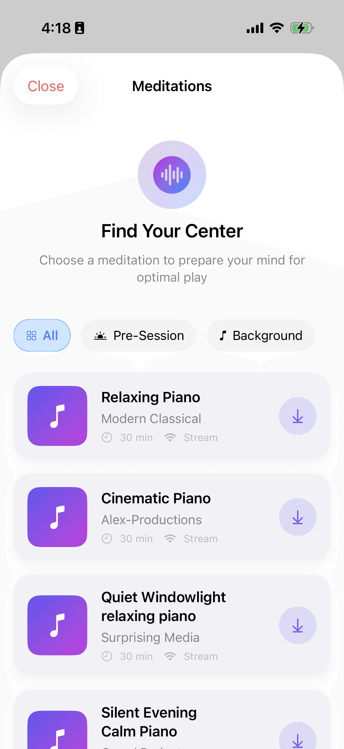 Meditation selection