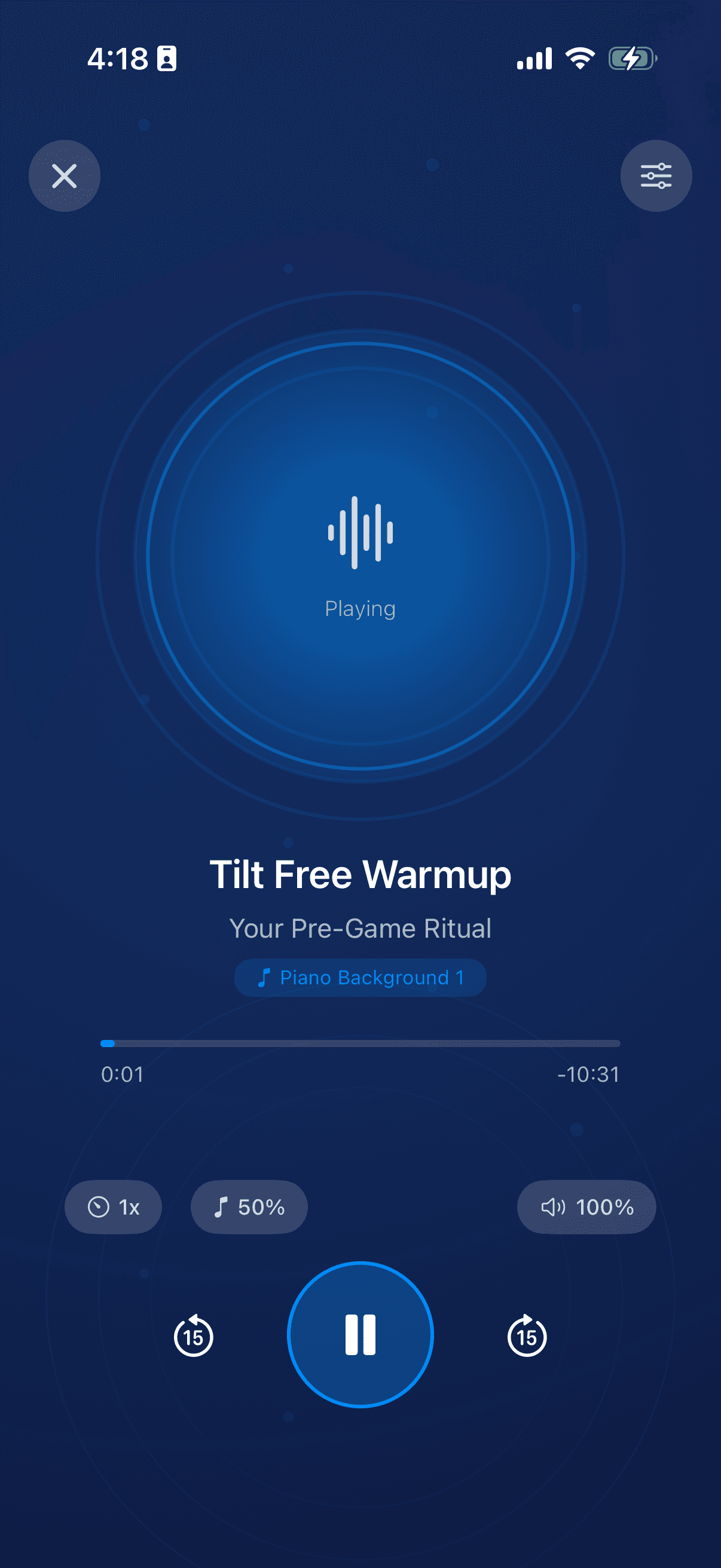 Tilt Free Warmup audio playing